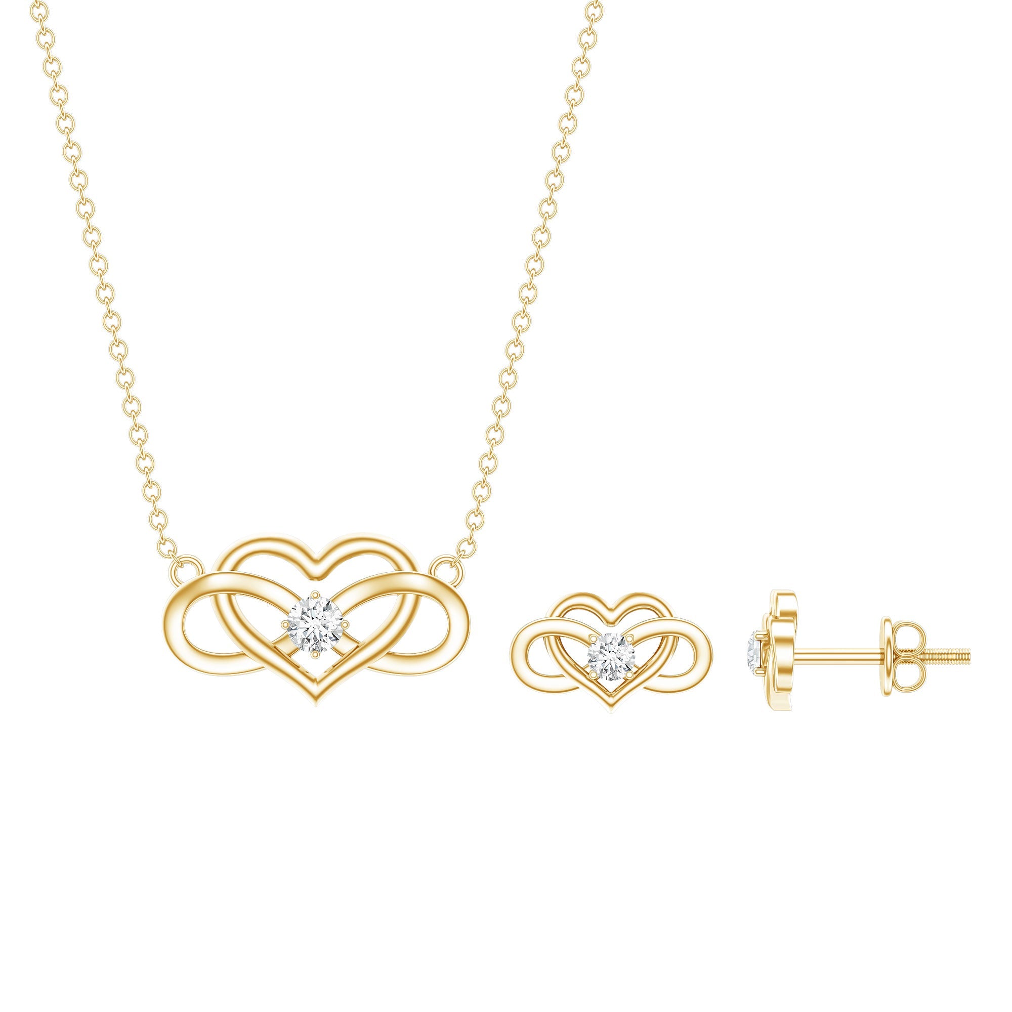 Round Cut Diamond Infinity Heart Jewelry Set | Jewelry Set | Wiccan Center