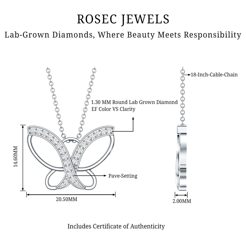 Diamond Butterfly Pendant Necklace For Women