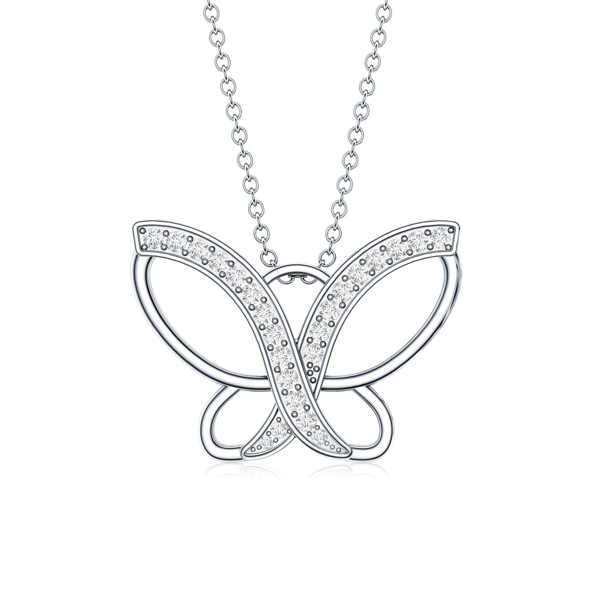 Diamond Butterfly Pendant Necklace For Women