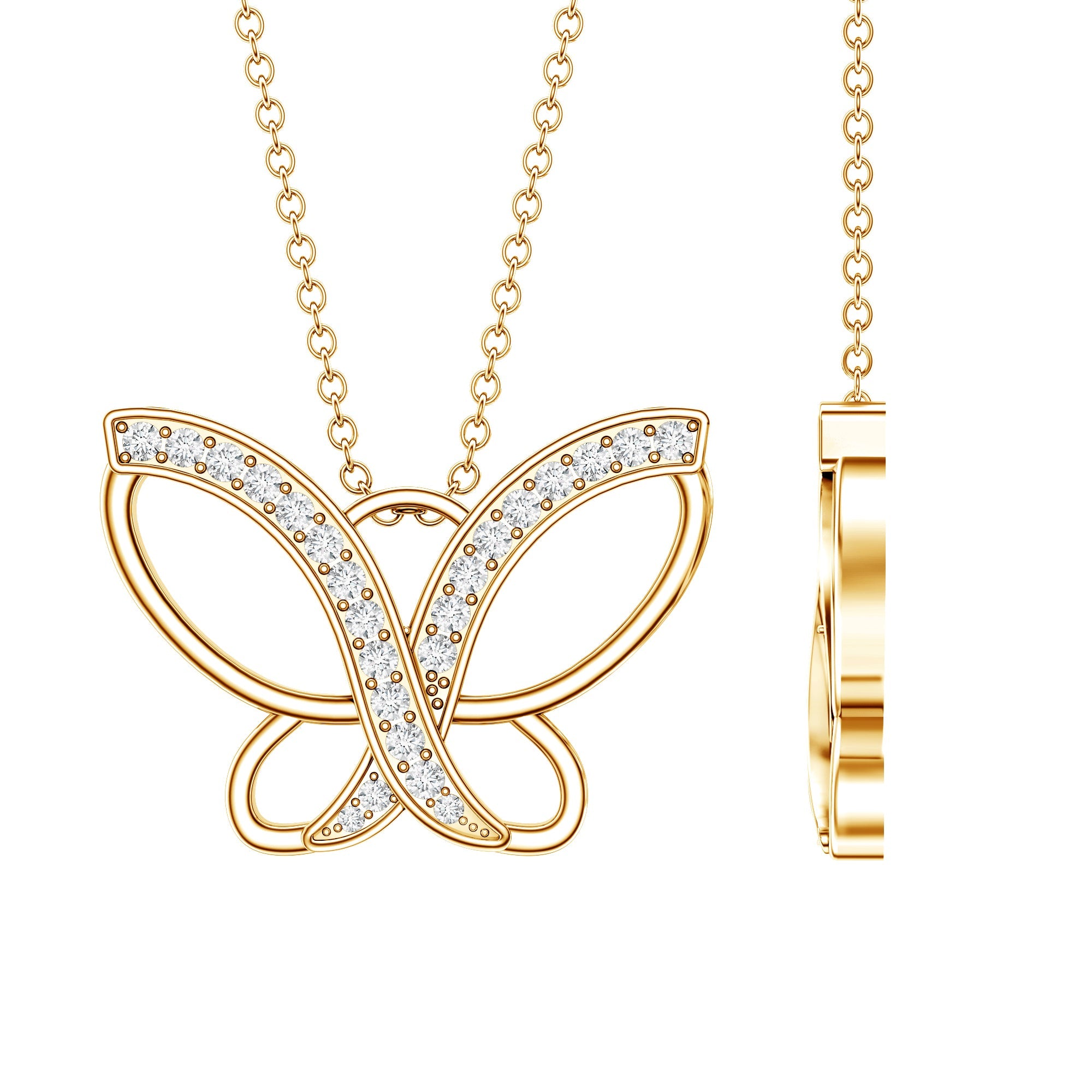 Diamond Butterfly Pendant Necklace For Women | Pendants | Wiccan Center