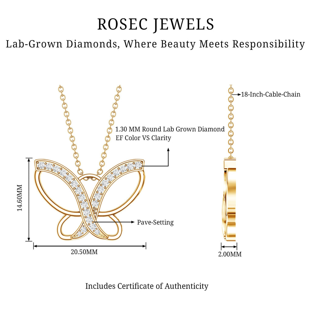 Diamond Butterfly Pendant Necklace For Women