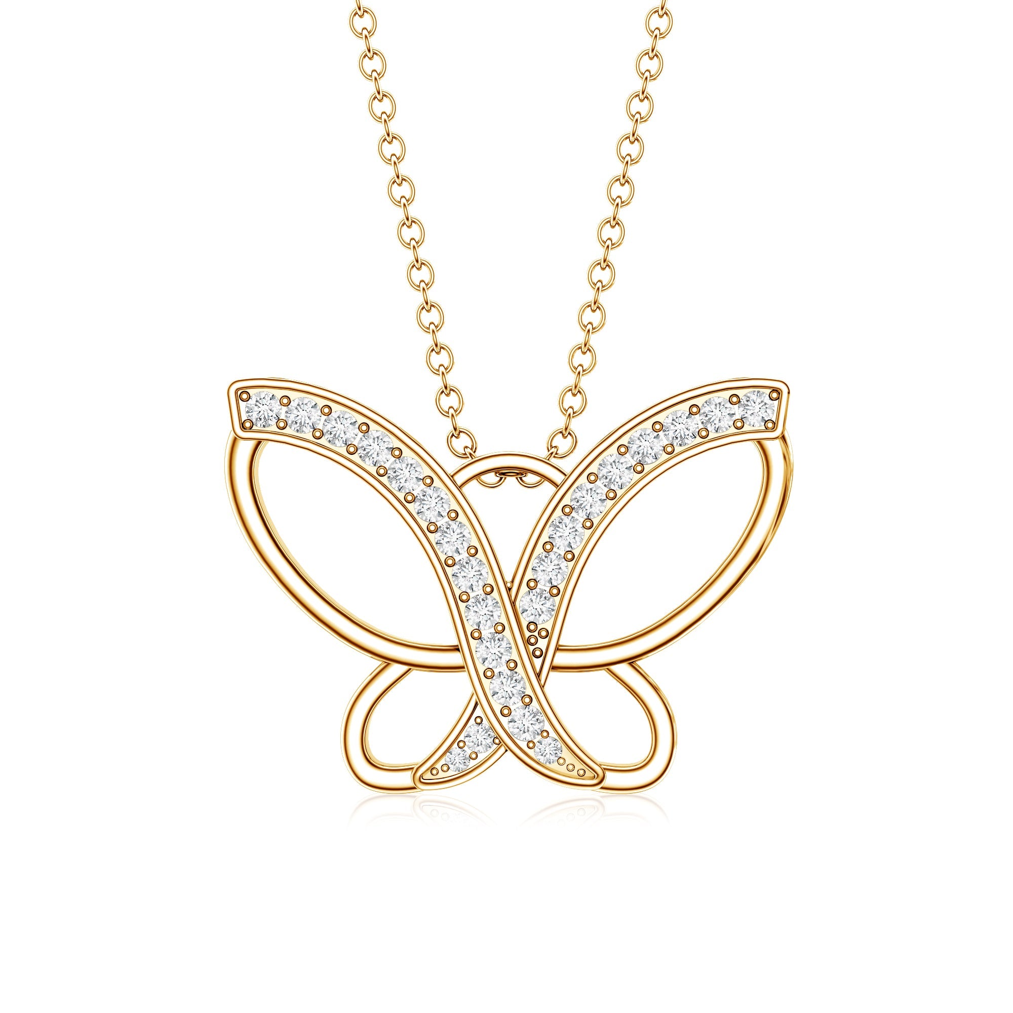 Diamond Butterfly Pendant Necklace For Women