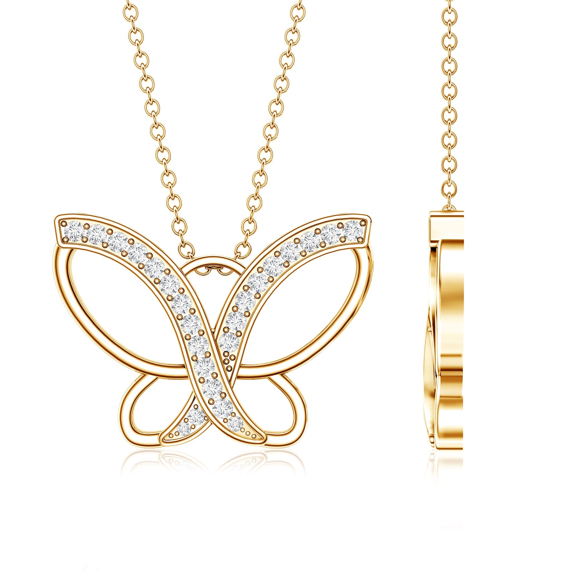 Diamond Butterfly Pendant Necklace For Women