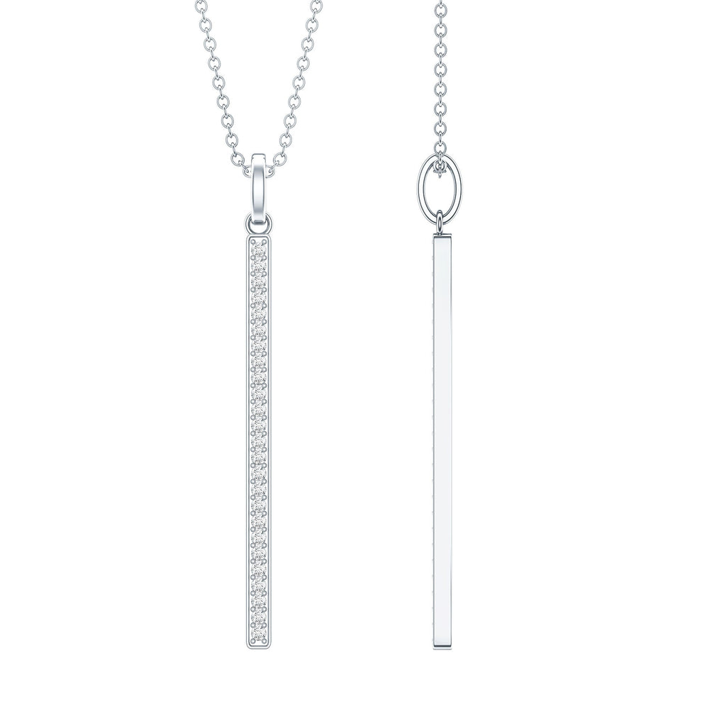 Round Cut Diamond Bar Necklace For Women