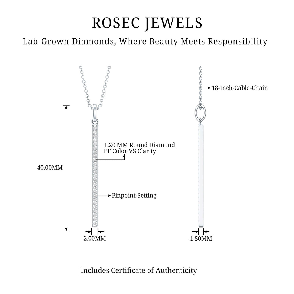 Round Cut Diamond Bar Necklace For Women