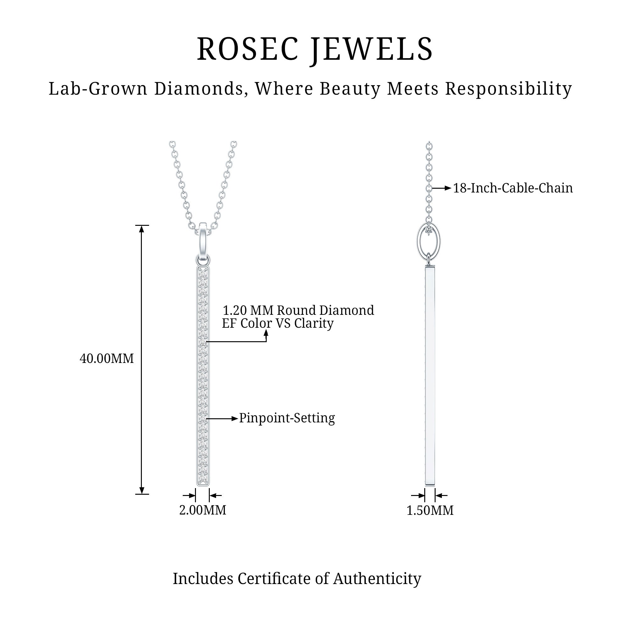Round Cut Diamond Bar Necklace For Women