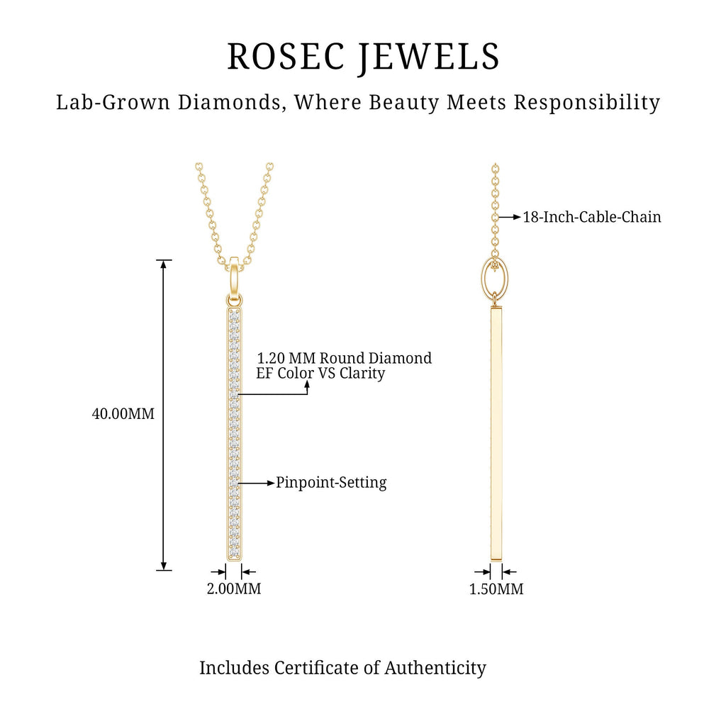 Round Cut Diamond Bar Necklace For Women