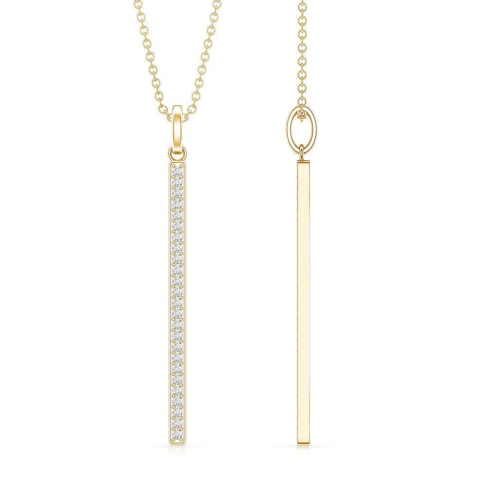 Round Cut Diamond Bar Necklace For Women