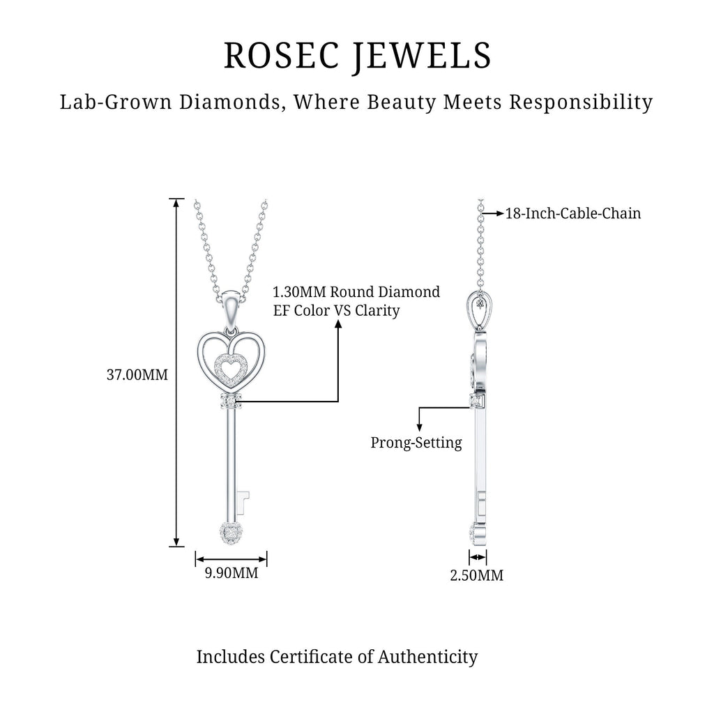 Vintage Style Diamond Key Necklace For Women