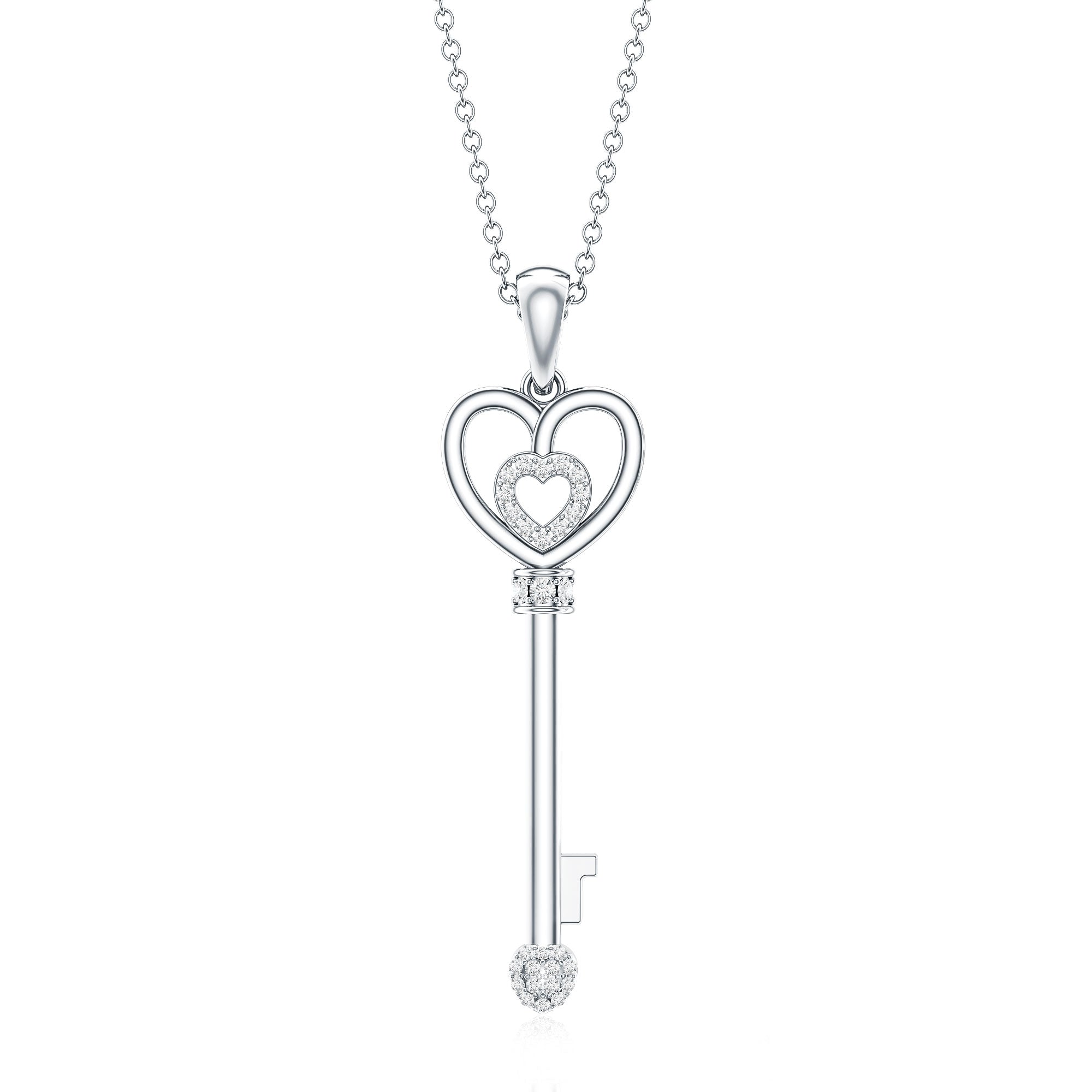 Vintage Style Diamond Key Necklace For Women
