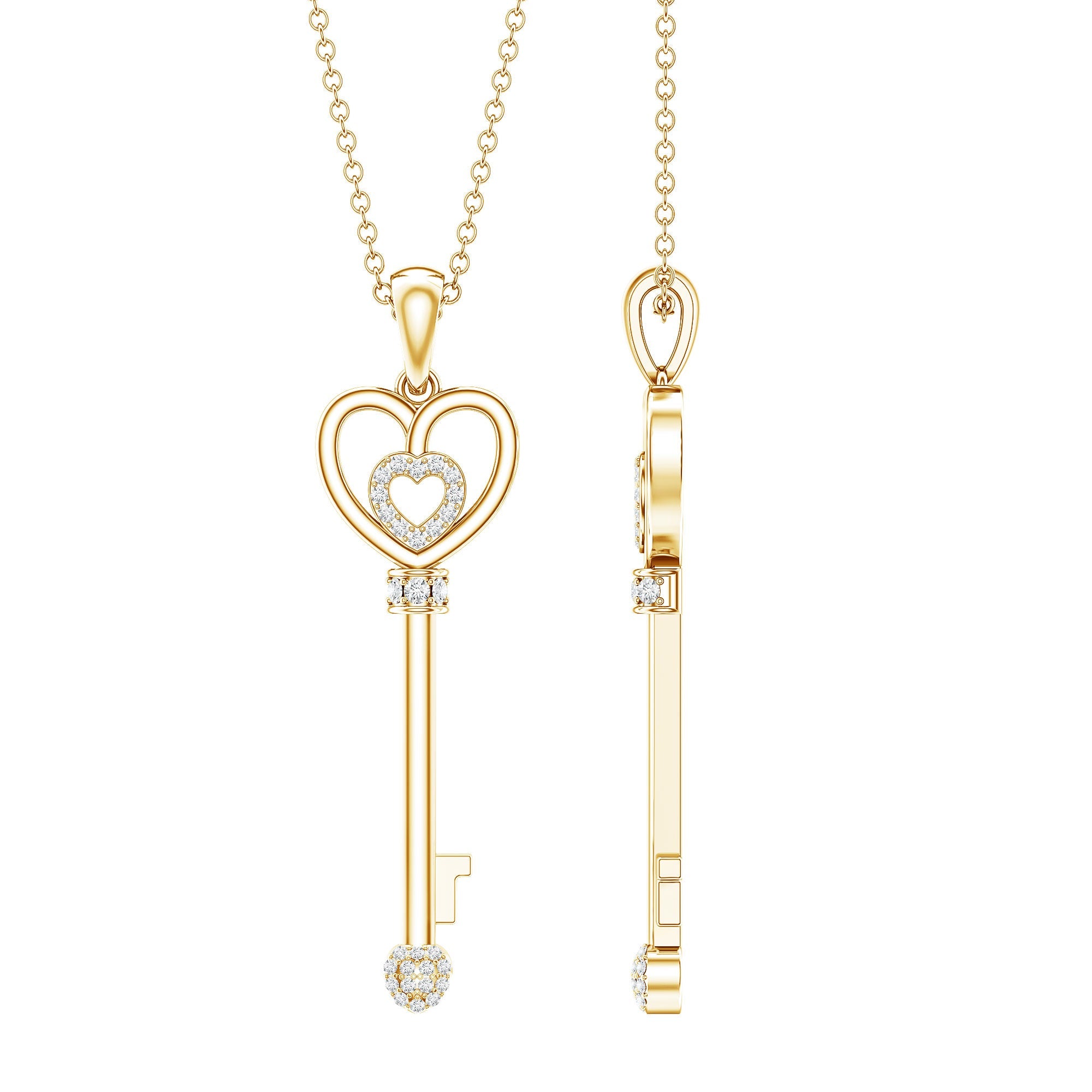 Vintage Style Diamond Key Necklace For Women | Pendants | Wiccan Center