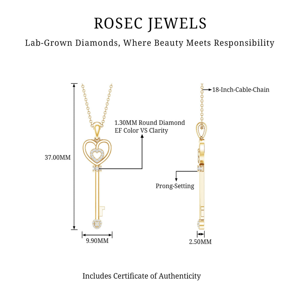 Vintage Style Diamond Key Necklace For Women