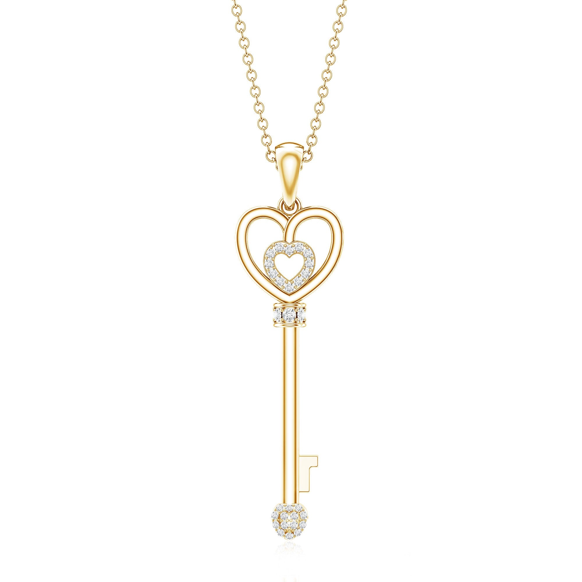 Vintage Style Diamond Key Necklace For Women