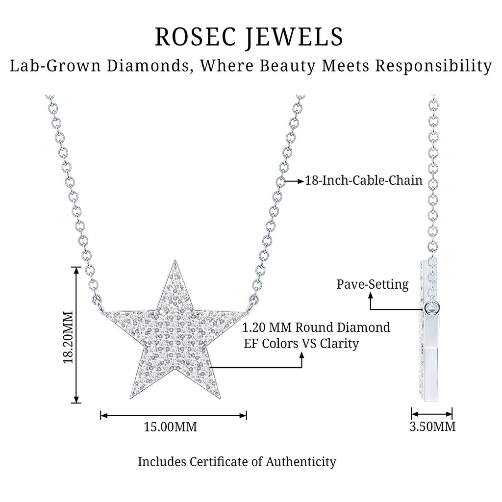 Diamond Star Pendant Necklace in Pave Setting