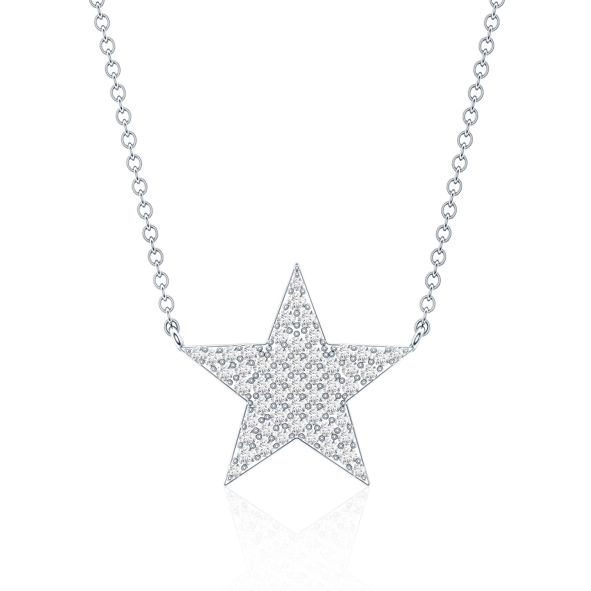Diamond Star Pendant Necklace in Pave Setting