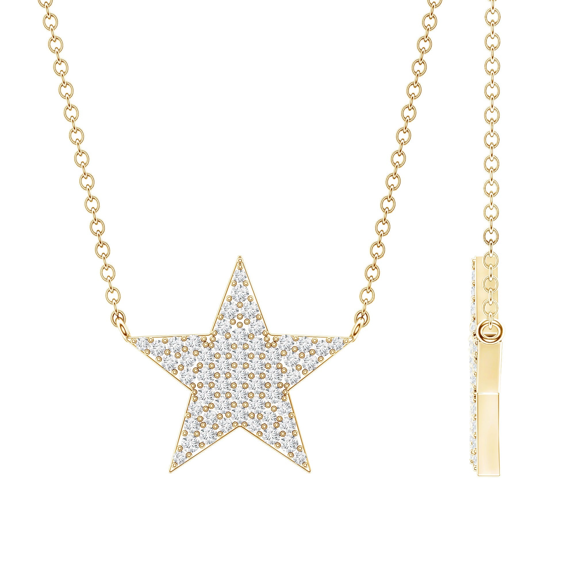 Diamond Star Pendant Necklace in Pave Setting | Pendants | Wiccan Center
