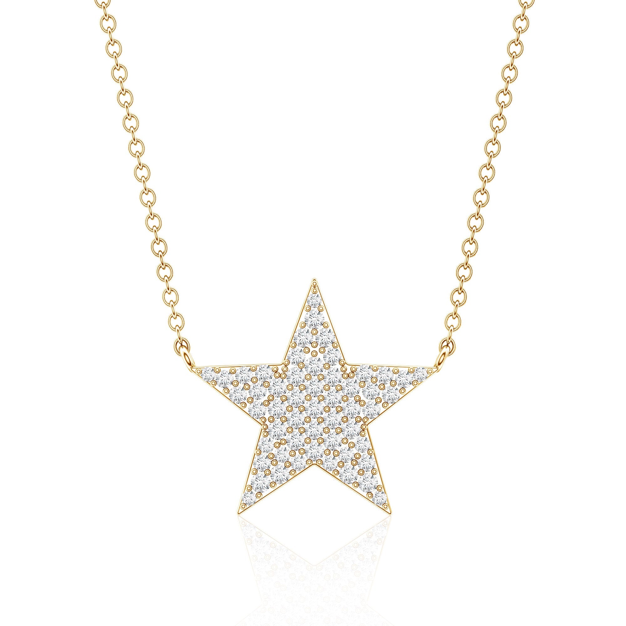 Diamond Star Pendant Necklace in Pave Setting
