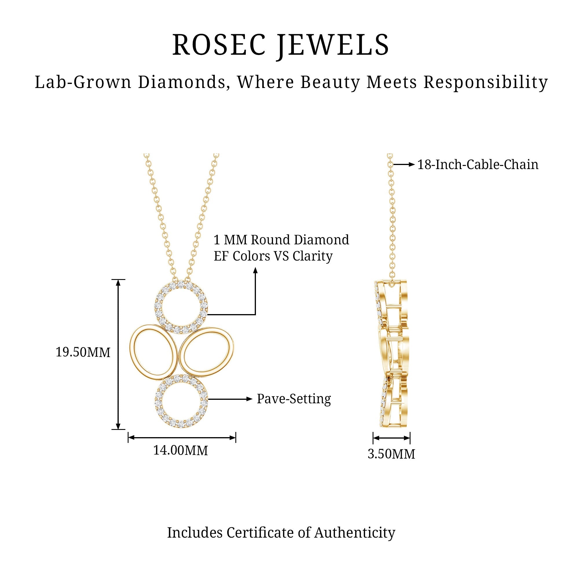 Certified Diamond Contemporary Necklace For Her