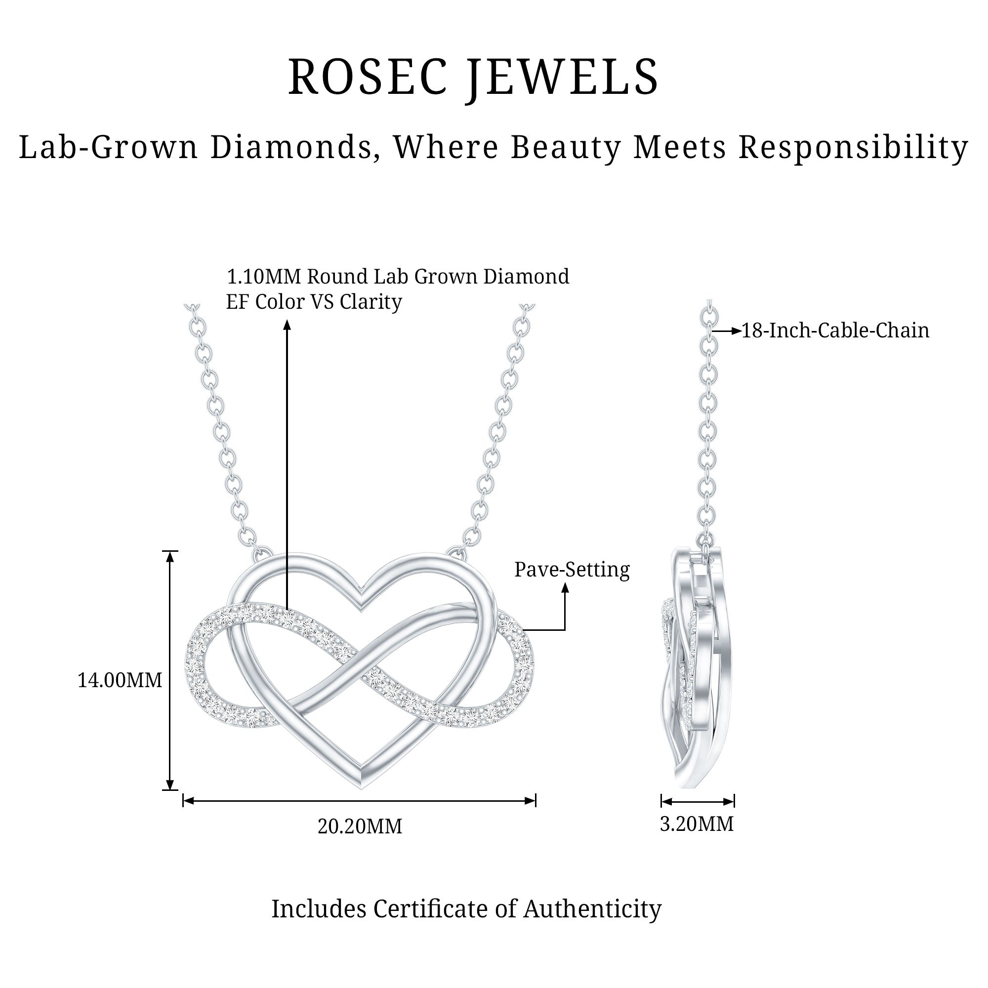 Certified Diamond Infinity Heart Necklace