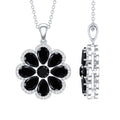 Certified Black Spinel Flower Necklace with Moissanite Halo