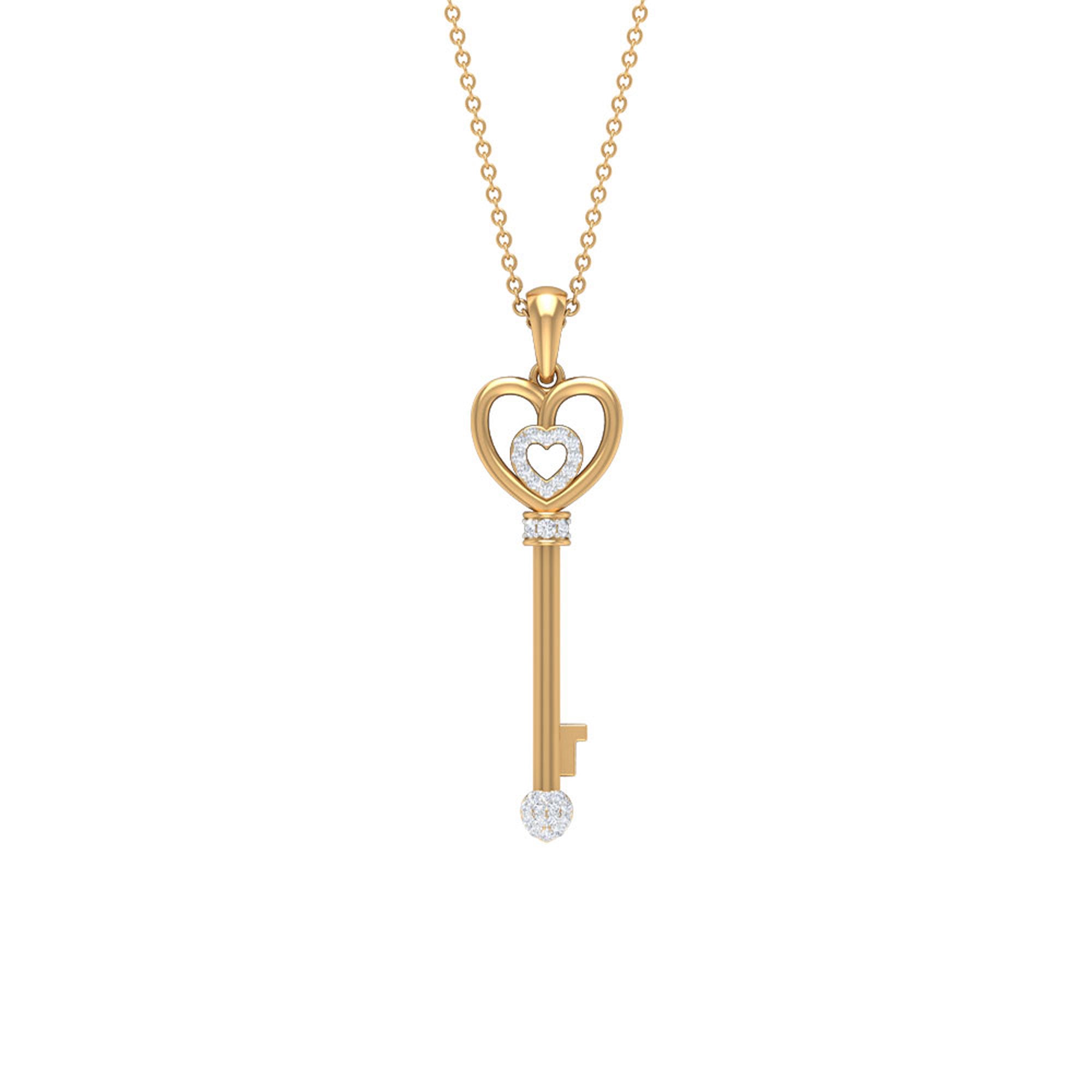 Vintage Style Diamond Key Necklace For Women | Pendants | Wiccan Center