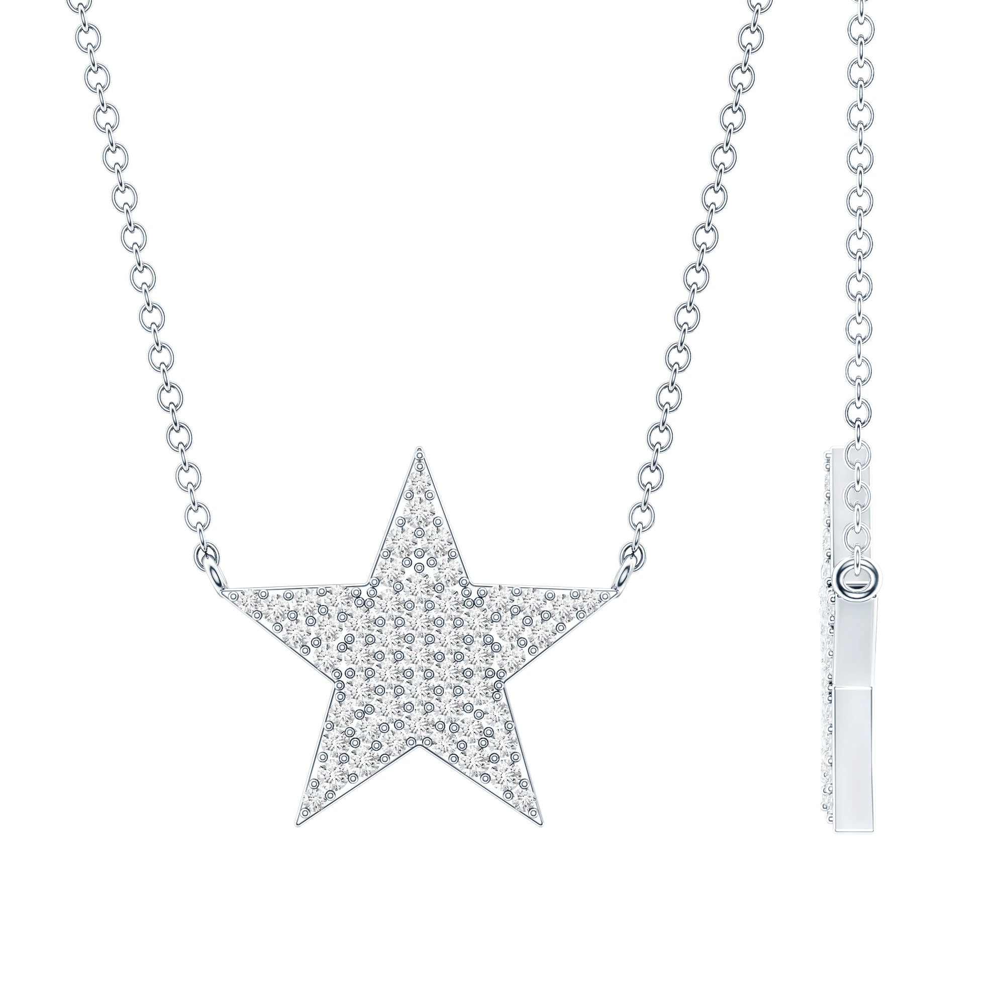 Diamond Star Pendant Necklace in Pave Setting | Pendants | Wiccan Center