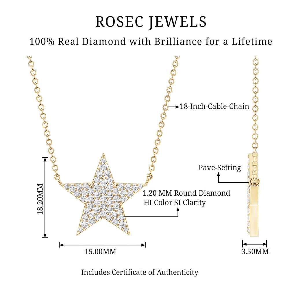 Diamond Star Pendant Necklace in Pave Setting