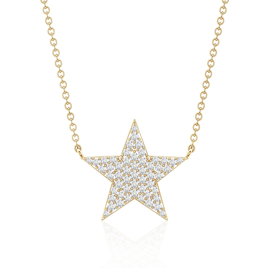 Diamond Star Pendant Necklace in Pave Setting
