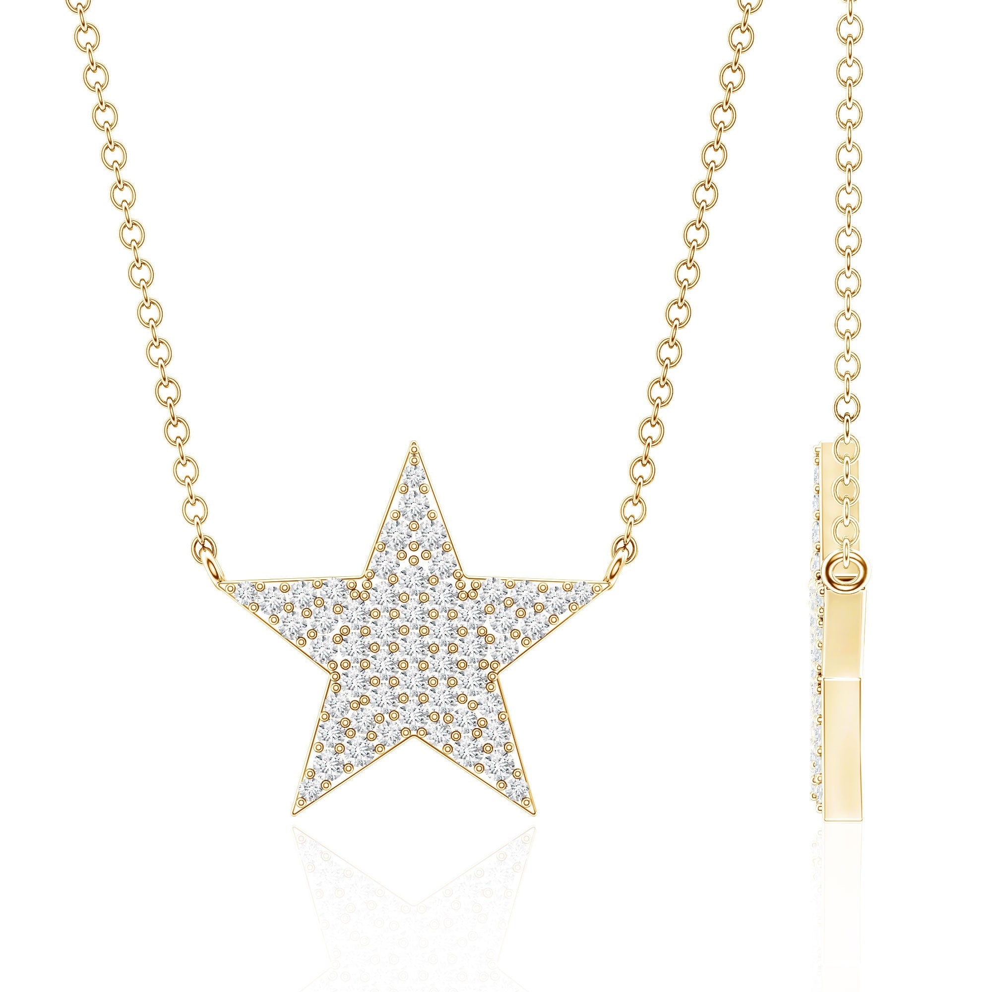 Diamond Star Pendant Necklace in Pave Setting