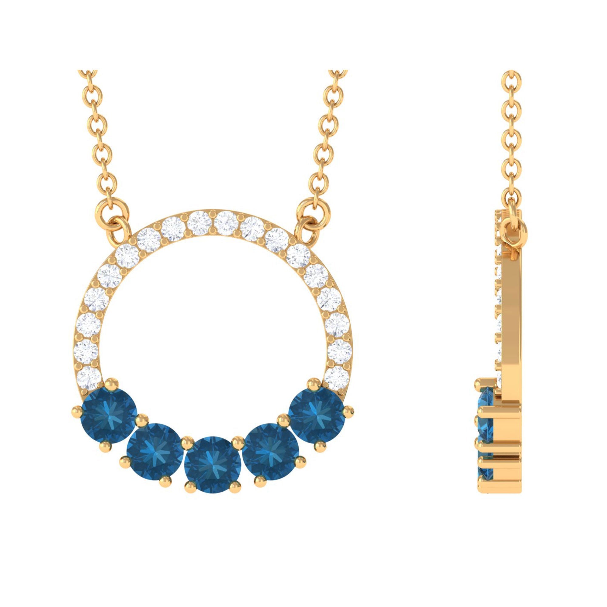 Natural London Blue Topaz and Diamond Eternity Necklace | Pendants | Wiccan Center