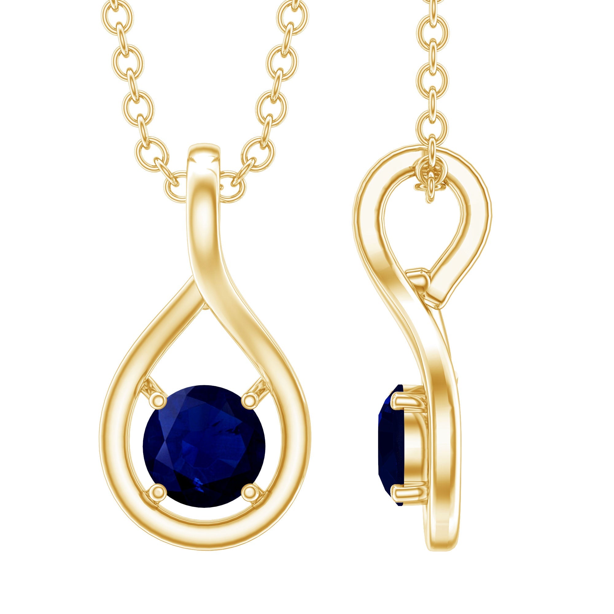 Genuine Round Cut Blue Sapphire Teardrop Pendant | Pendants | Wiccan Center