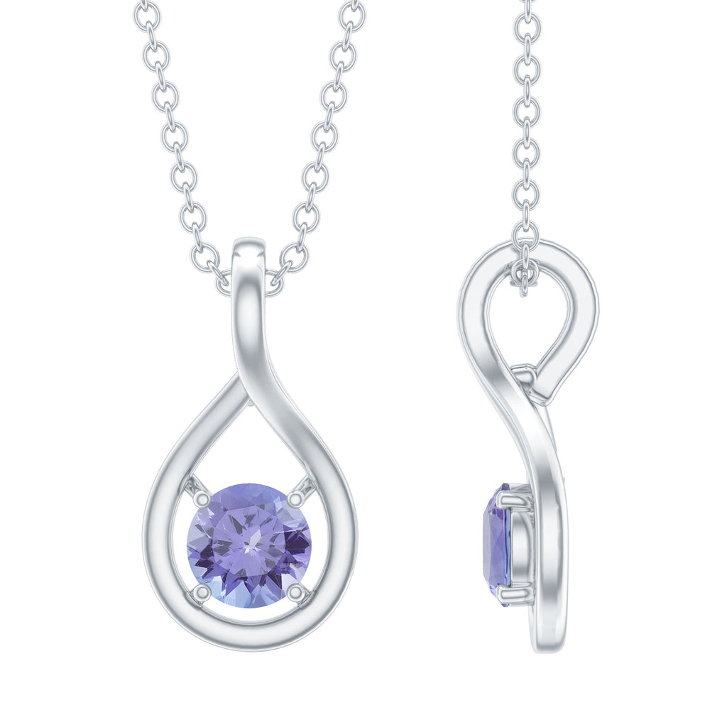 Certified 0.5 Carat Round Tanzanite Teardrop Pendant