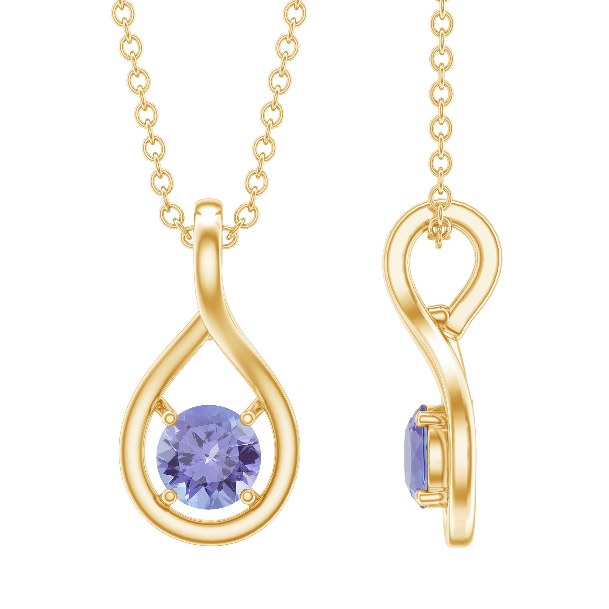 Certified 0.5 Carat Round Tanzanite Teardrop Pendant | Pendants | Wiccan Center