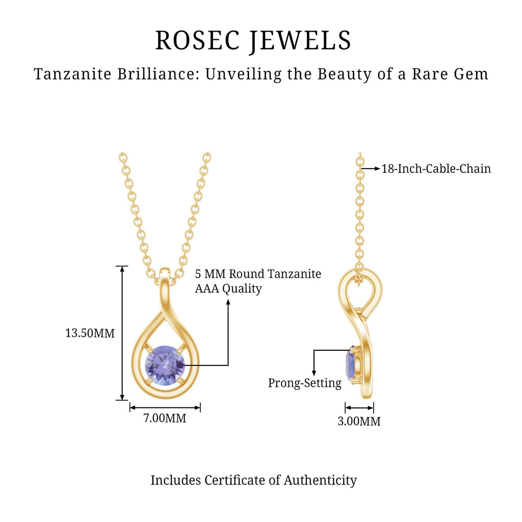 Certified 0.5 Carat Round Tanzanite Teardrop Pendant