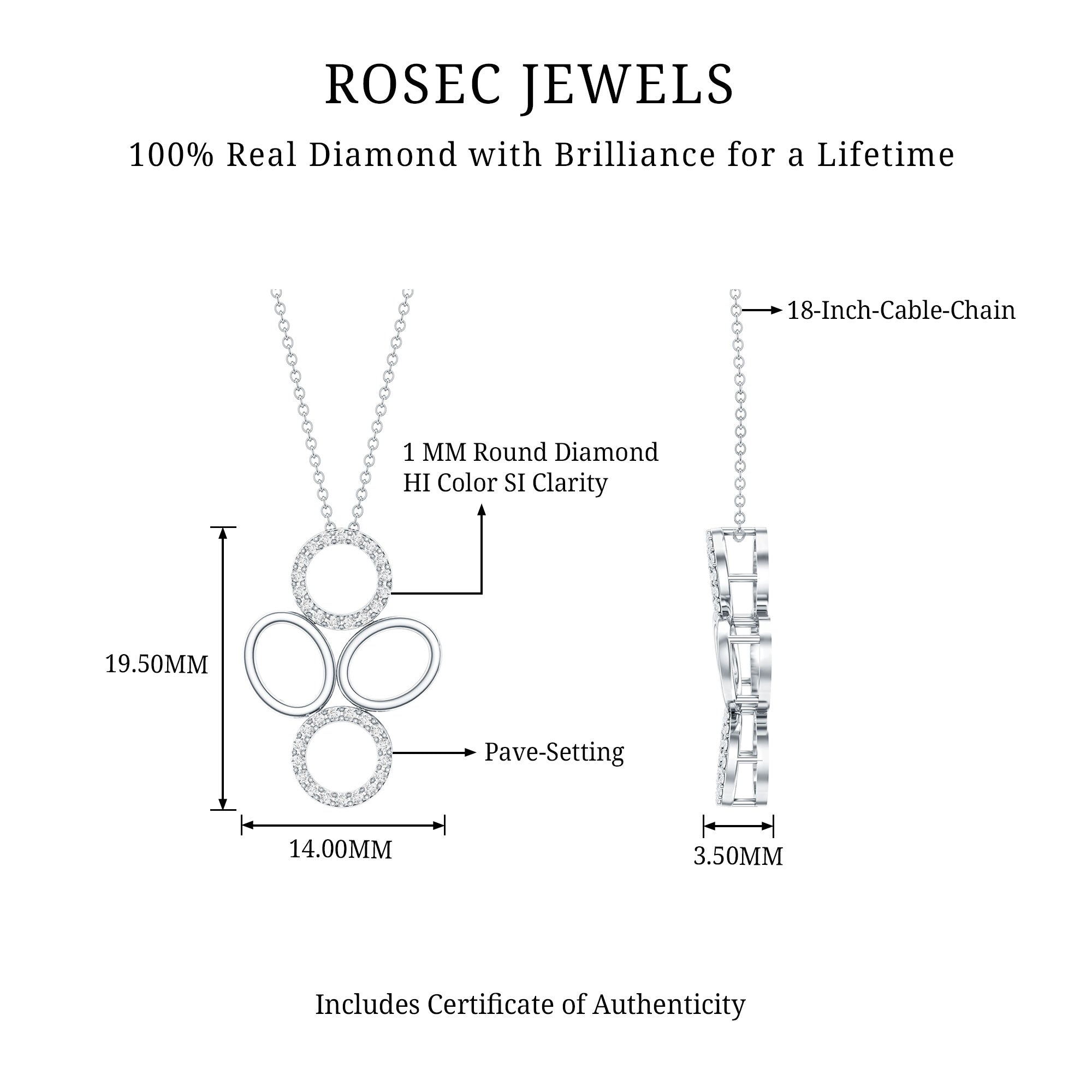 Certified Diamond Contemporary Necklace For Her