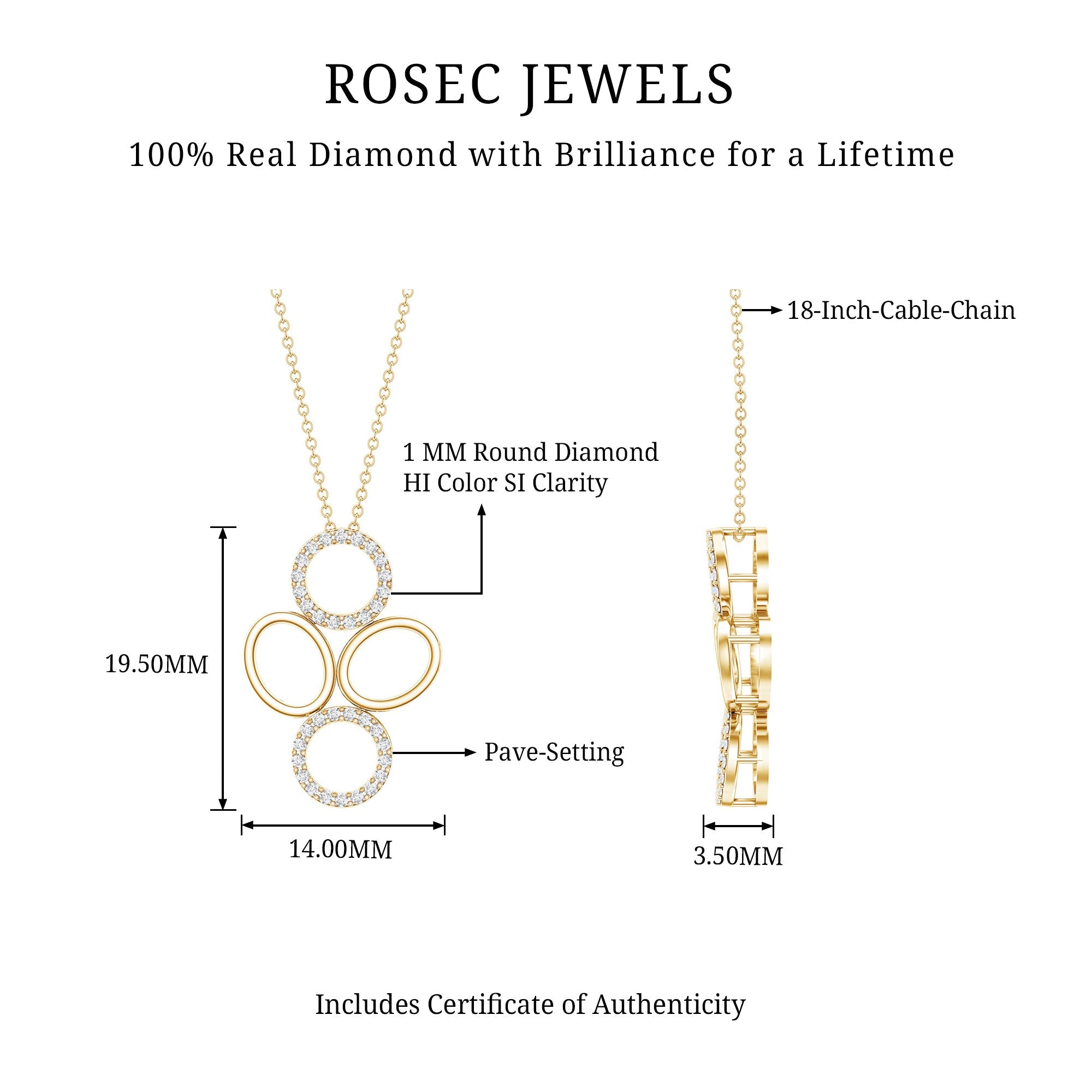 Certified Diamond Contemporary Necklace For Her