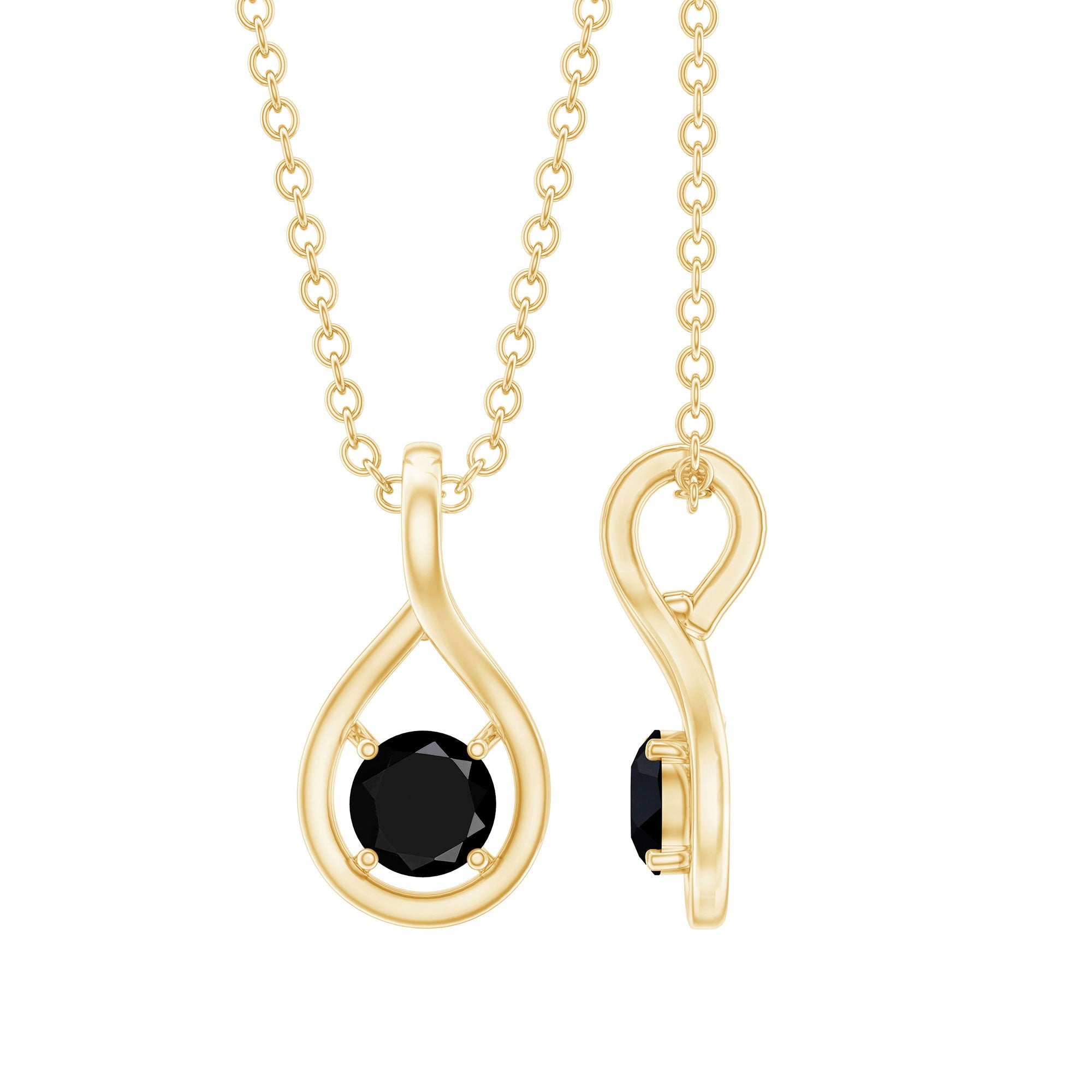 Certified 0.22 Carat Solitaire Black Onyx Teardrop Pendant With Chain | Pendants | Wiccan Center