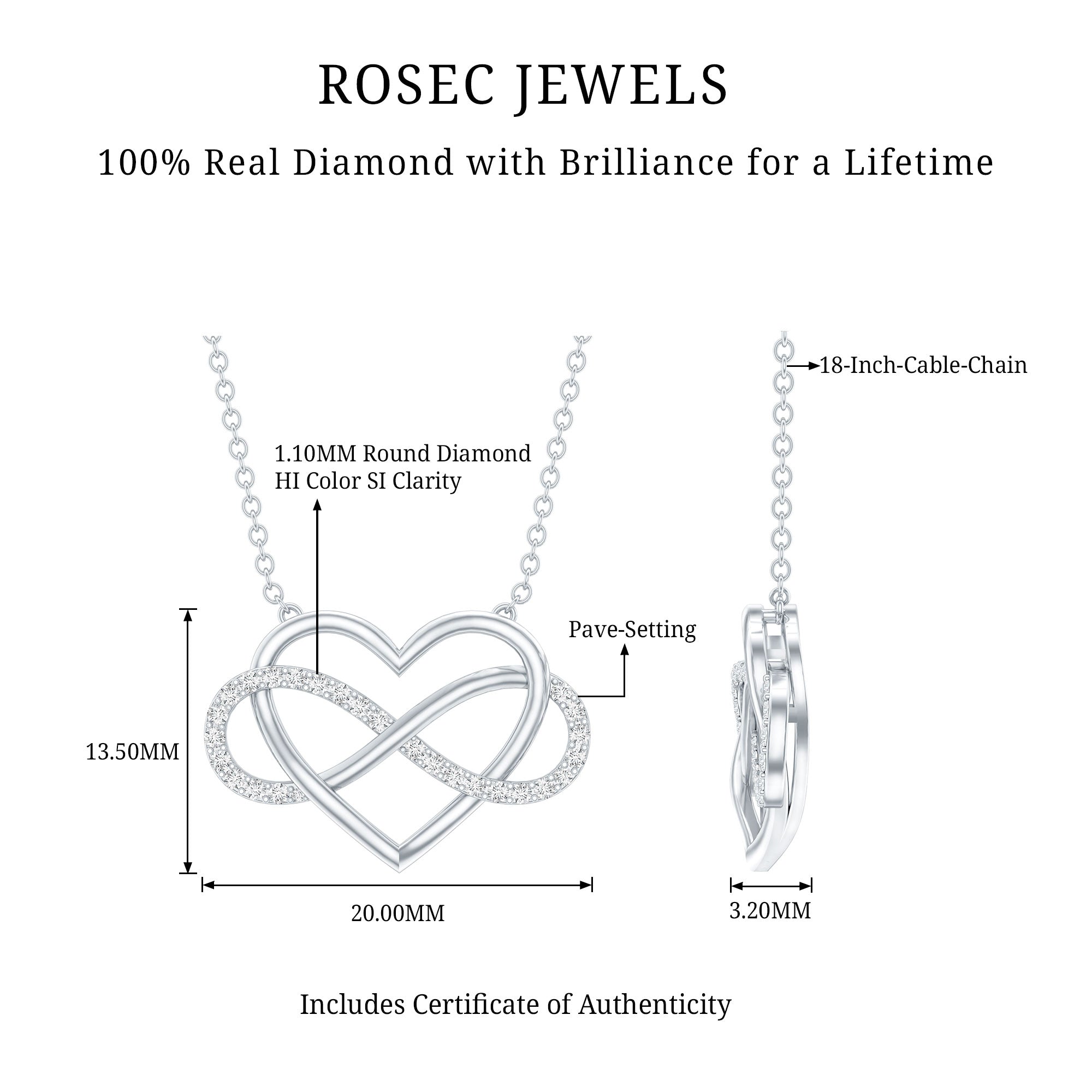 Certified Diamond Infinity Heart Necklace