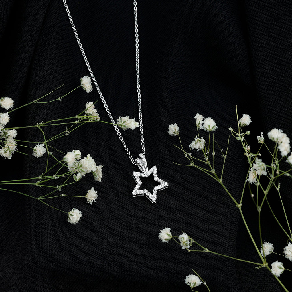 Natural Diamond Star Pendant For Women