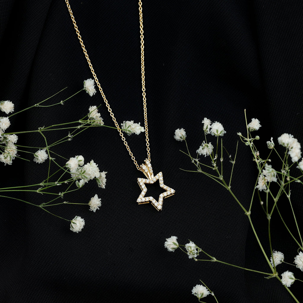 Natural Diamond Star Pendant For Women