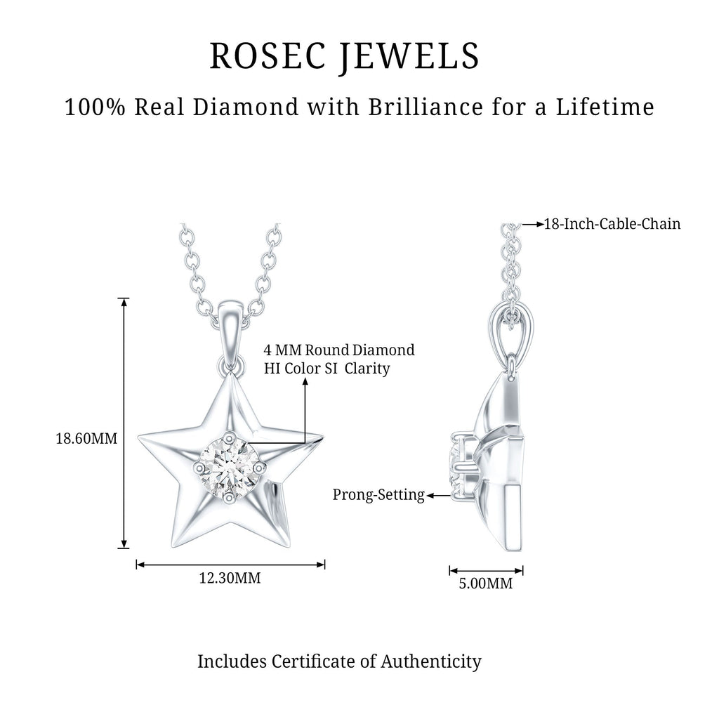 Certified Diamond Star Pendant Necklace