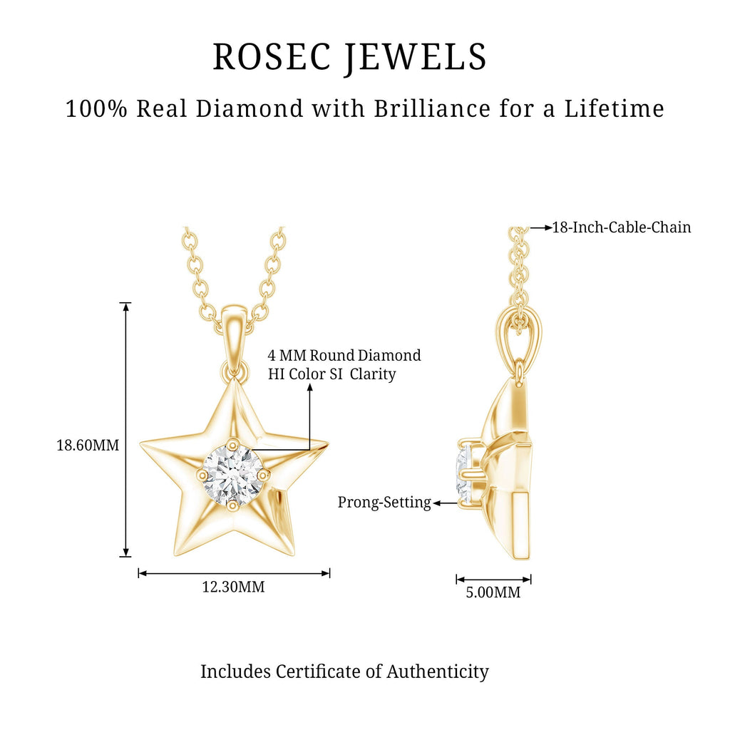 Certified Diamond Star Pendant Necklace