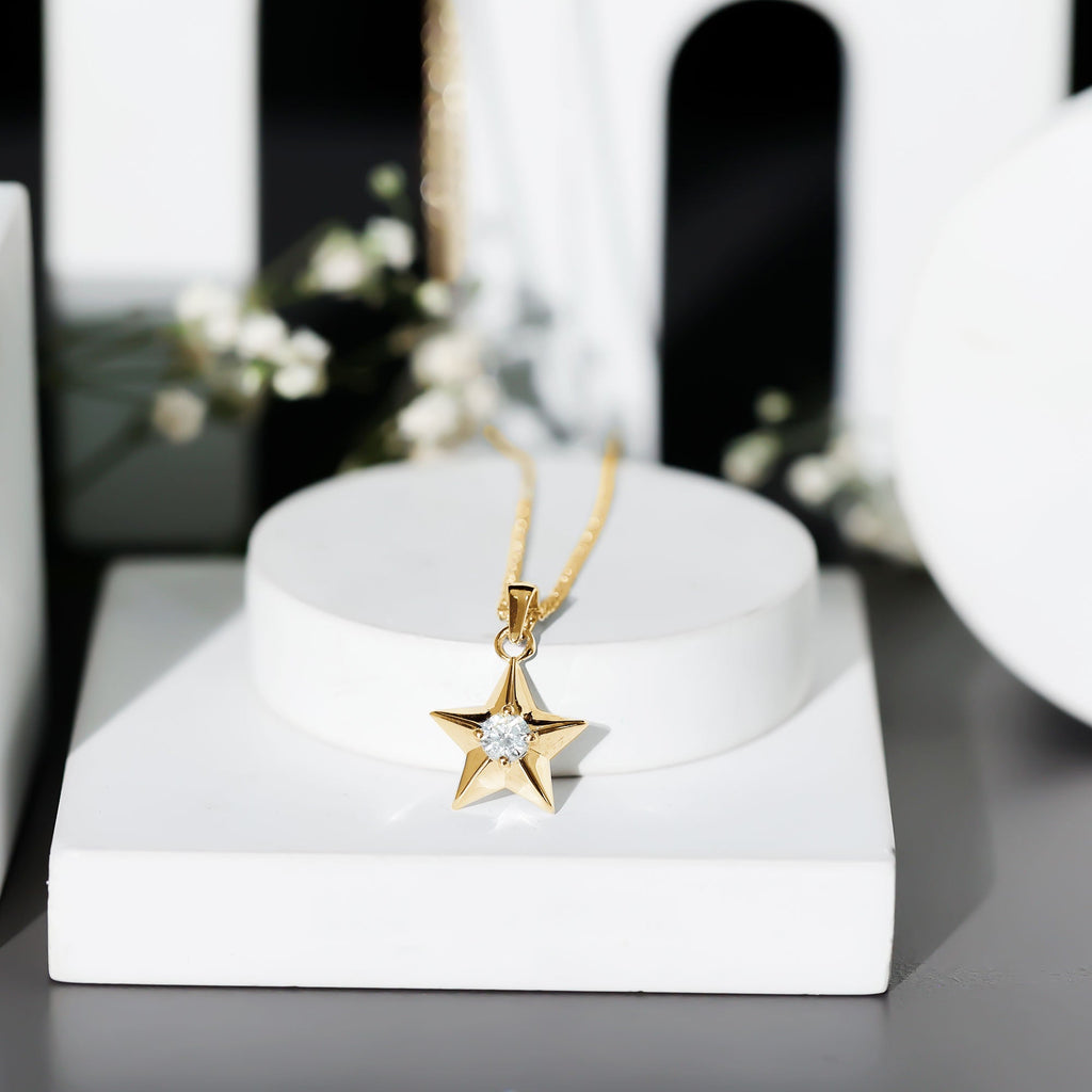 Certified Diamond Star Pendant Necklace