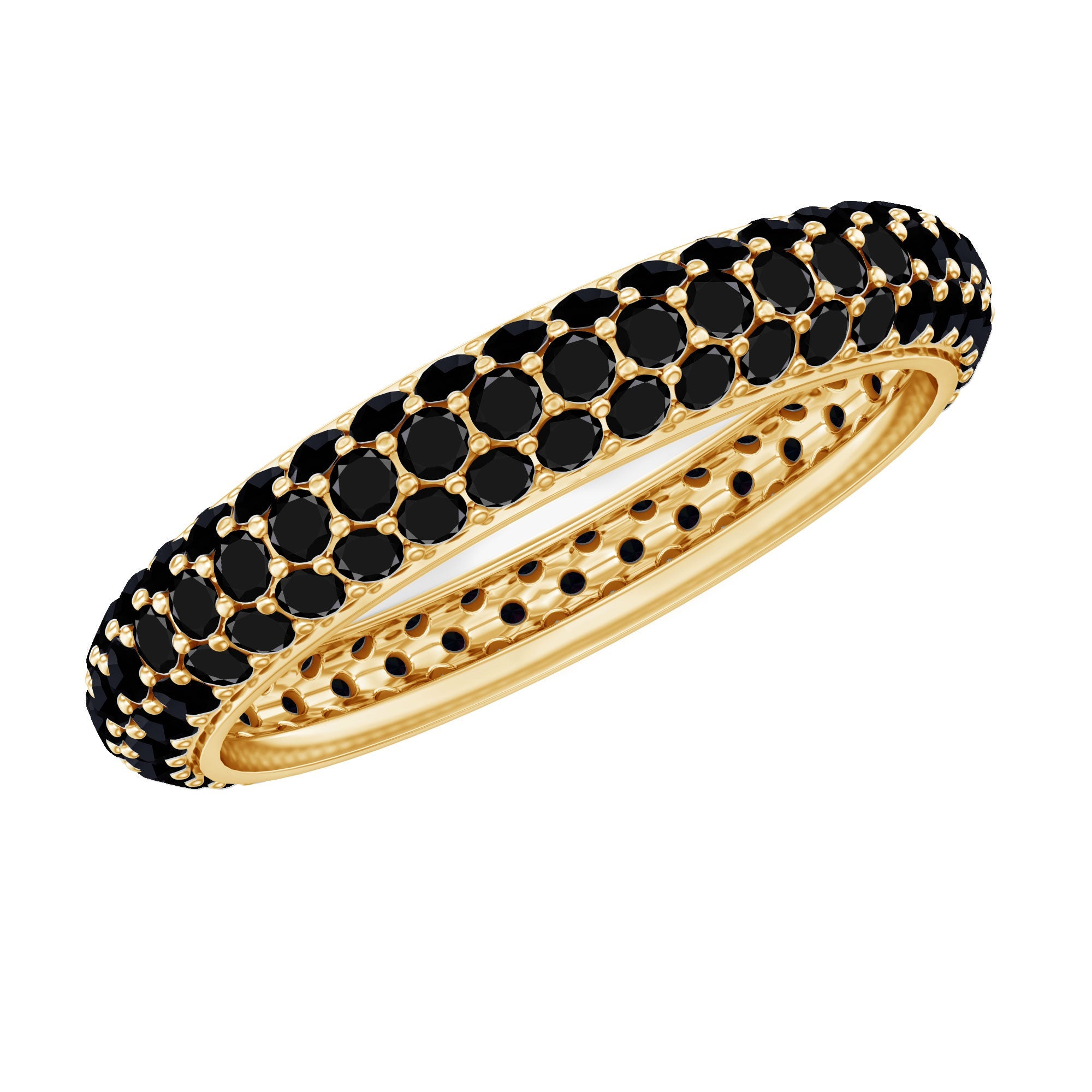 Certified Lab Grown Black Diamond 3 Row Eternity Band Ring | Rings | Wiccan Center