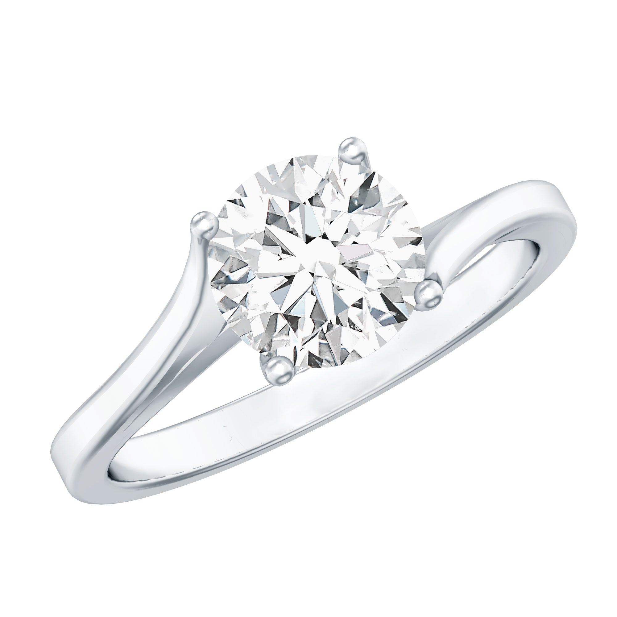 Certified Solitaire Moissanite Bypass Engagement Ring