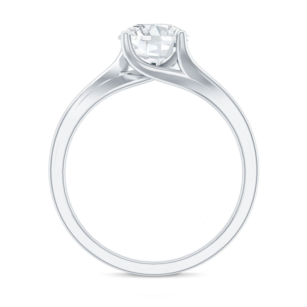 Certified Solitaire Moissanite Bypass Engagement Ring