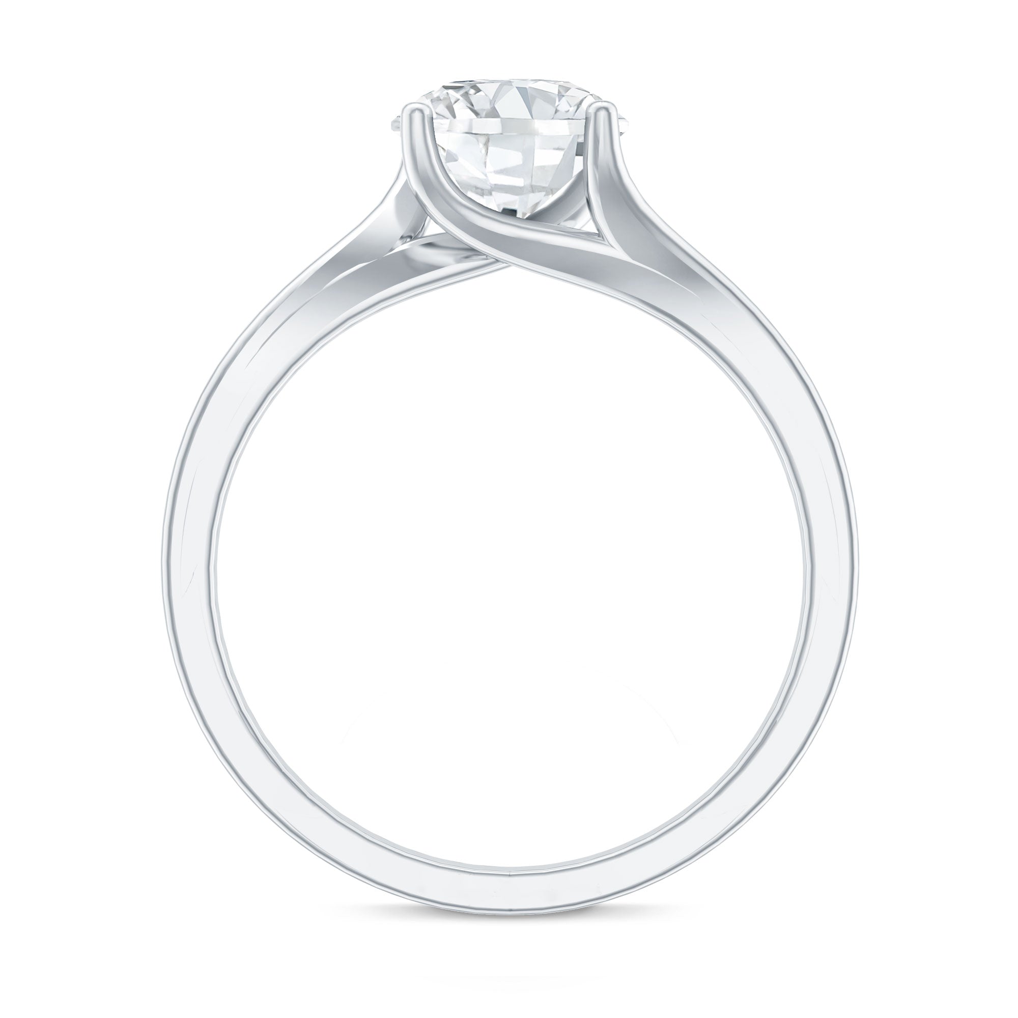 Certified Solitaire Moissanite Bypass Engagement Ring