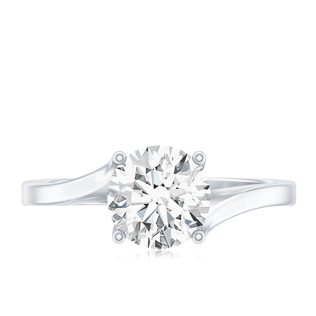 Certified Solitaire Moissanite Bypass Engagement Ring