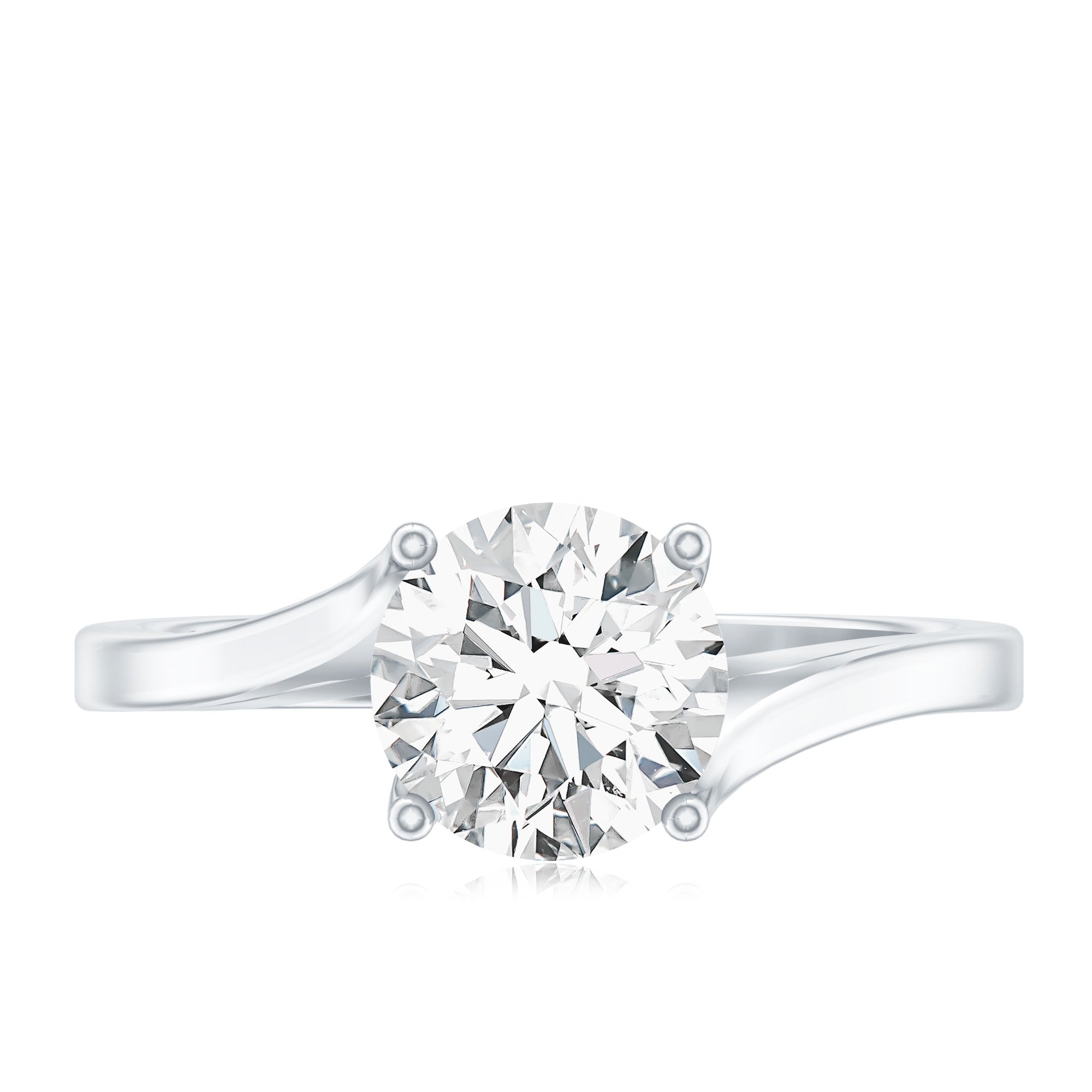 Certified Solitaire Moissanite Bypass Engagement Ring