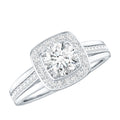 Classic Moissanite Halo Engagement Ring with Certificate